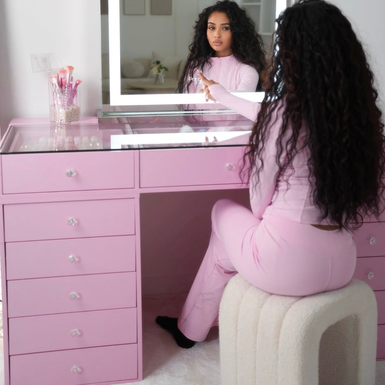 Pink vanity